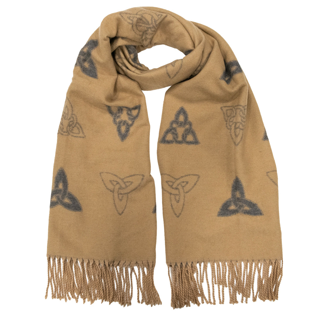 Oversized Scarf - Trinity Knot Camel Grey