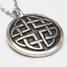 Round Lovers Knot Celtic Pewter Necklace Angle
