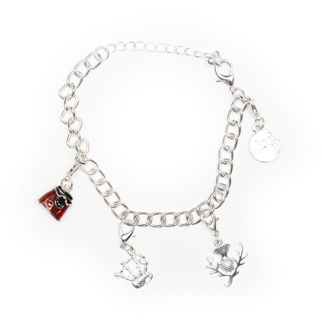 Scottish Charm Bracelet - Kilt, Bagpipes, Thistle