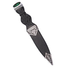 Sgian Dubh, Polished Pewter (Celtic) - Emerald Stone