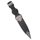 Sgian Dubh, Polished Pewter (Celtic) - Jet Black Stone