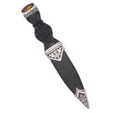 Sgian Dubh, Polished Pewter (Thistle) - Cairngorm Stone