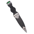 Sgian Dubh, Polished Pewter (Thistle) - Emerald Stone