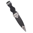 Sgian Dubh, Polished Pewter (Thistle) - Jet Black Stone