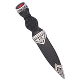 Sgian Dubh, Polished Pewter (Thistle) - Ruby Stone