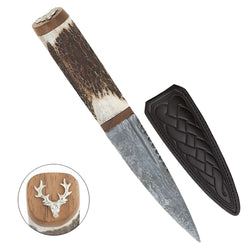 Sgian Dubh, Staghorn Walnut Damascus