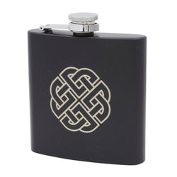 Stainless Steel Flask - Matt Black Celtic Knot