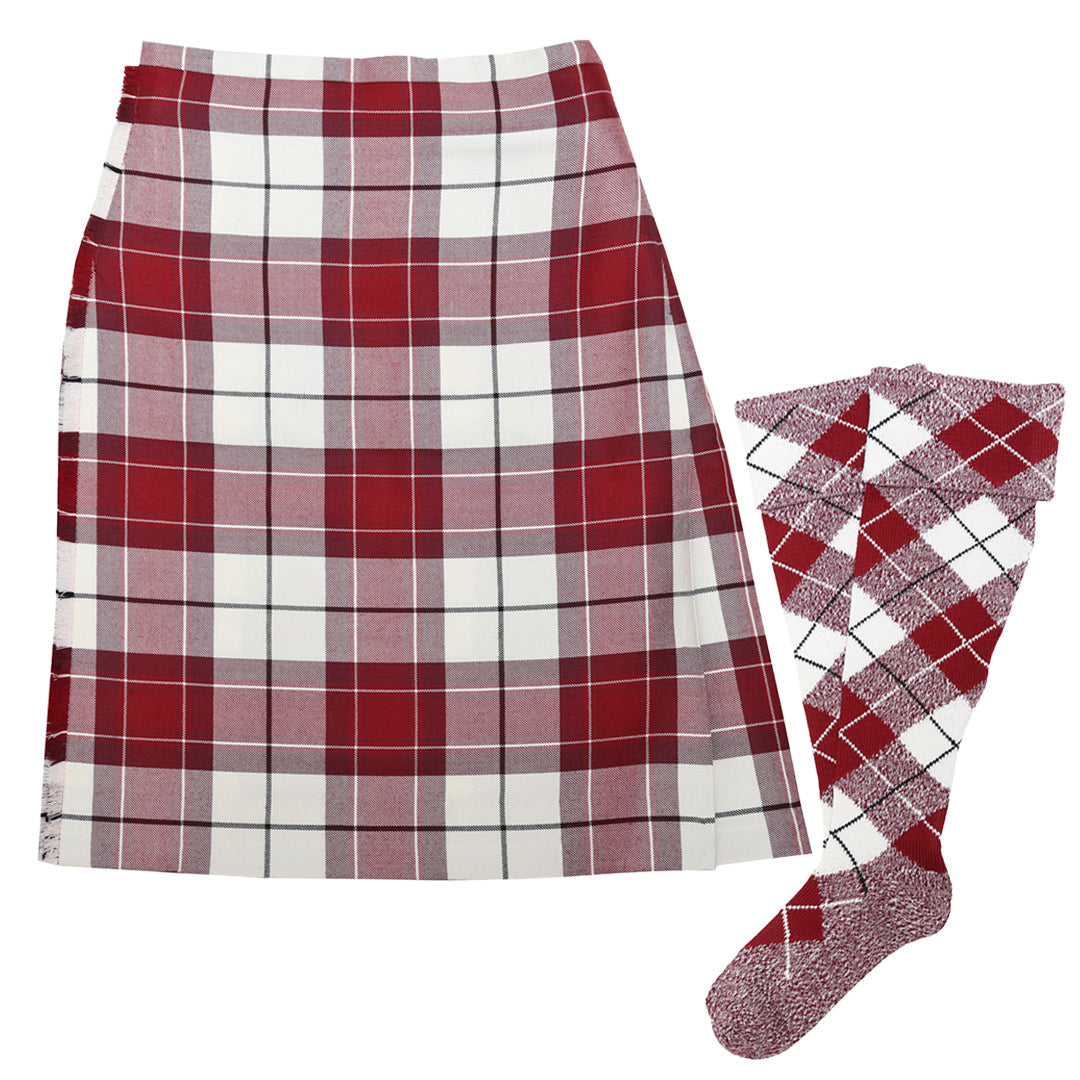 Traditional Highland Dancing Kilt and Hose - Dress Cranberry Kerr (34" seat)