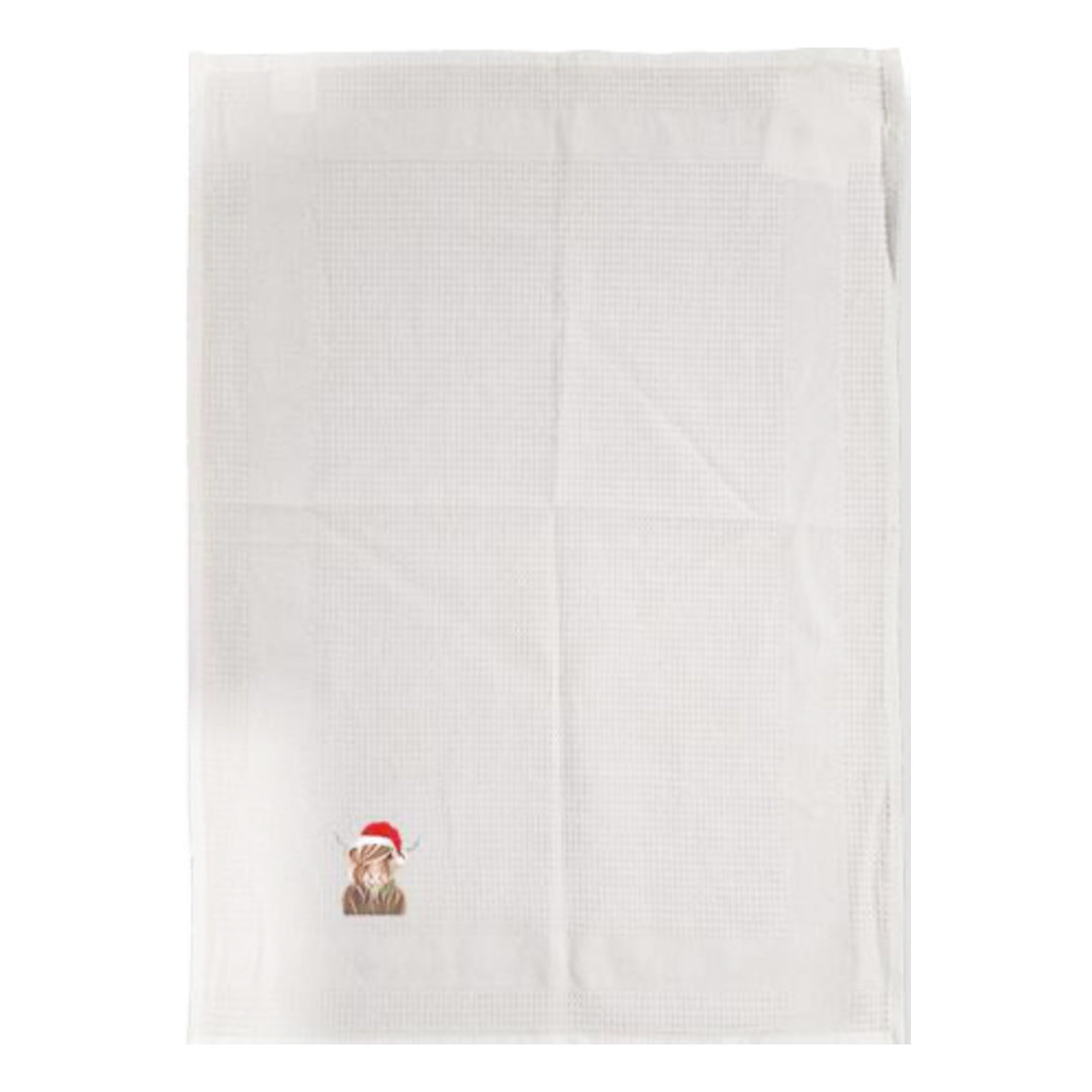 Waffle Tea Towel - Christmas Cow
