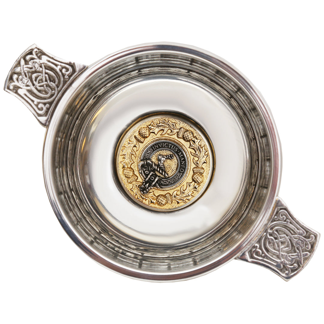 Clan Crest Quaich - Armstrong Gold