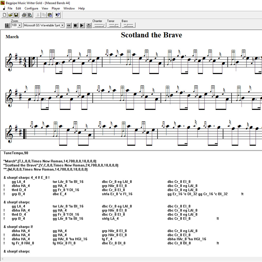 Bagpipe Music Writer GOLD