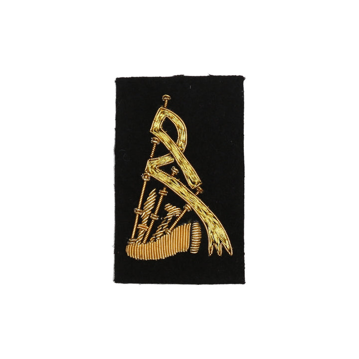 Bagpipe Patch - Small Gold on Black