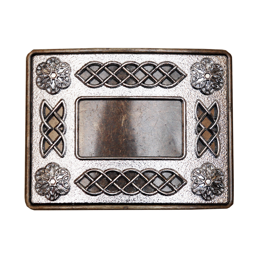 Belt Buckle, Antique Chrome and Brass Celtic