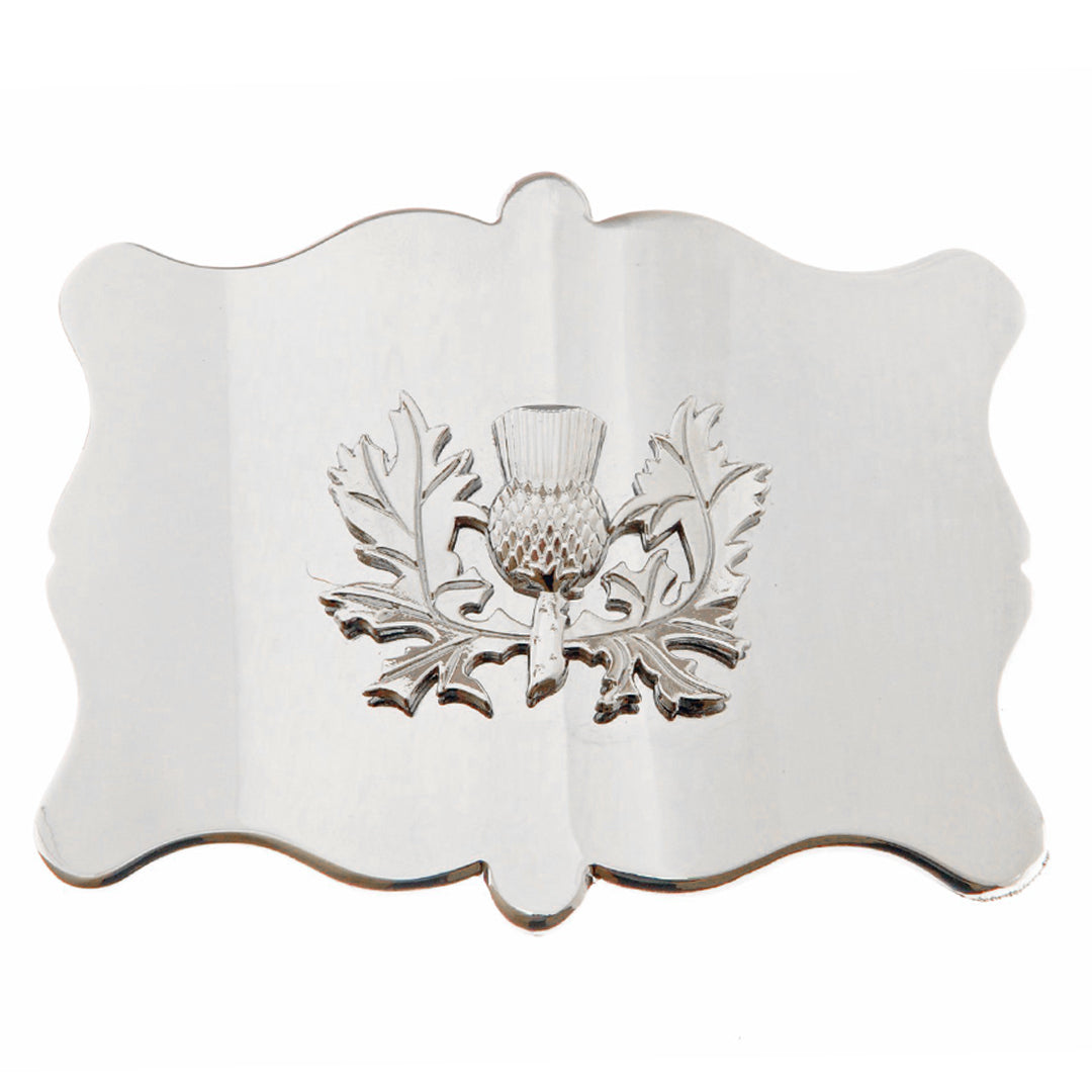 Belt Buckle, Scalloped Thistle Chrome