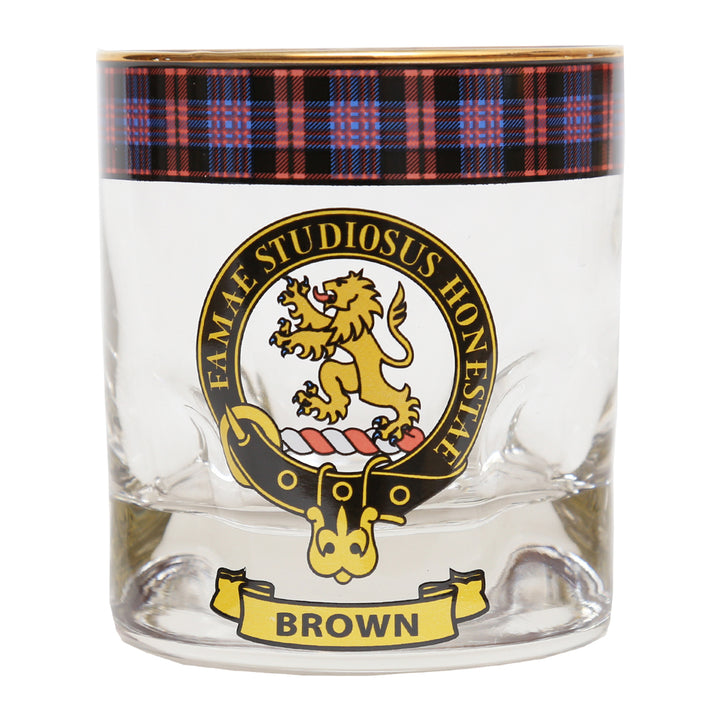 Clan Crest Whisky Glass - Brown