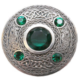 Celtic Five Gemset Brooch - Emerald