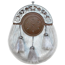 Chrome Thistle Brown Leather Sealskin Sporran