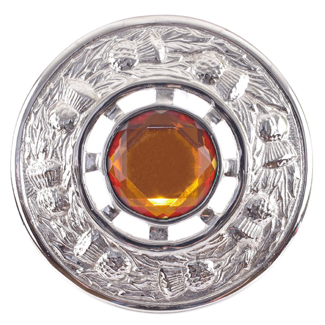 Chrome Thistle Plaid Brooch - Cairngorm