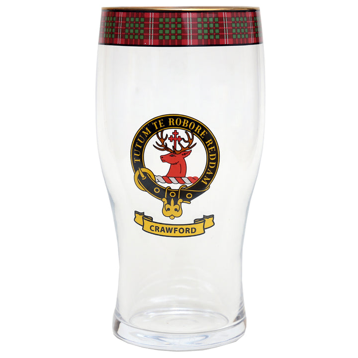Clan Crest Beer Glass - Crawford