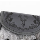 Embossed Stag Semi-Dress Grey Leather Sporran Flap