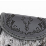 Embossed Stag Semi-Dress Grey Leather Sporran Flap
