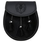 Embossed Thistle Semi-Dress Grey Leather Sporran