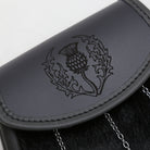 Embossed Thistle Semi-Dress Grey Leather Sporran Flap