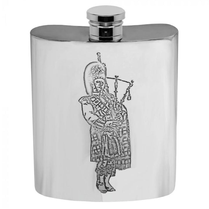 Flask - Pewter Bagpiper