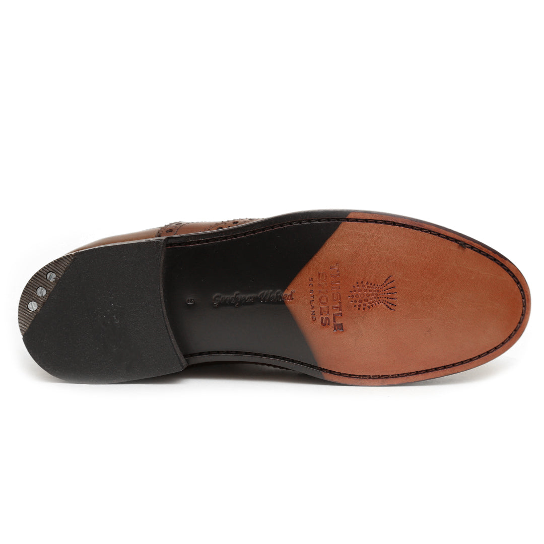 Ghillie Brogue Shoes - Brown Deluxe - Sole