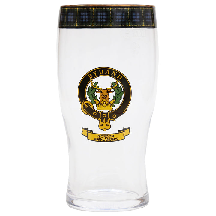 Clan Crest Beer Glass - Gordon Highlanders