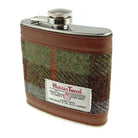 Harris Tweed Hip Flask - Green Blue Tartan