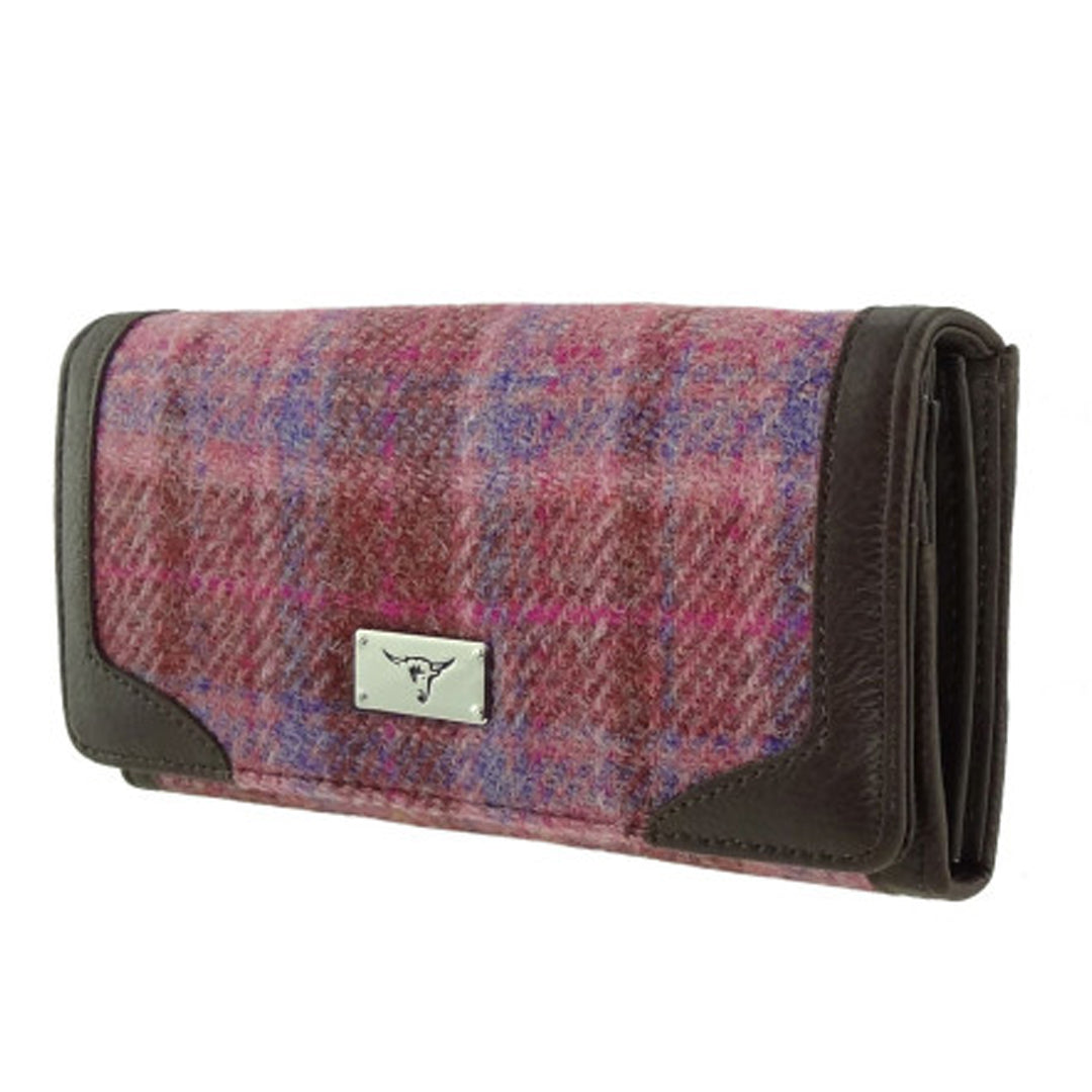 Harris Tweed Long Purse Pink Check
