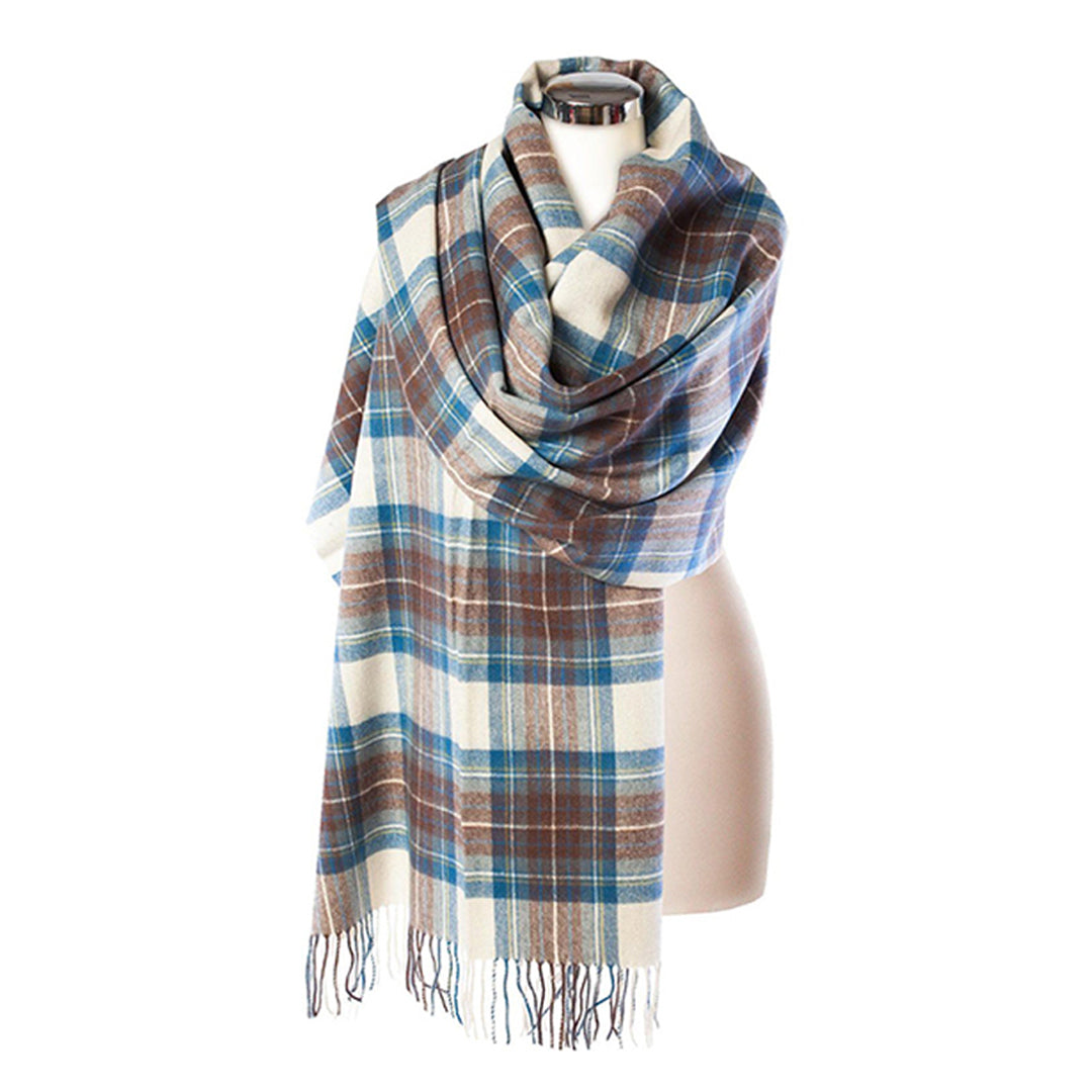 Lambswool Tartan Stole - Stewart Muted Blue