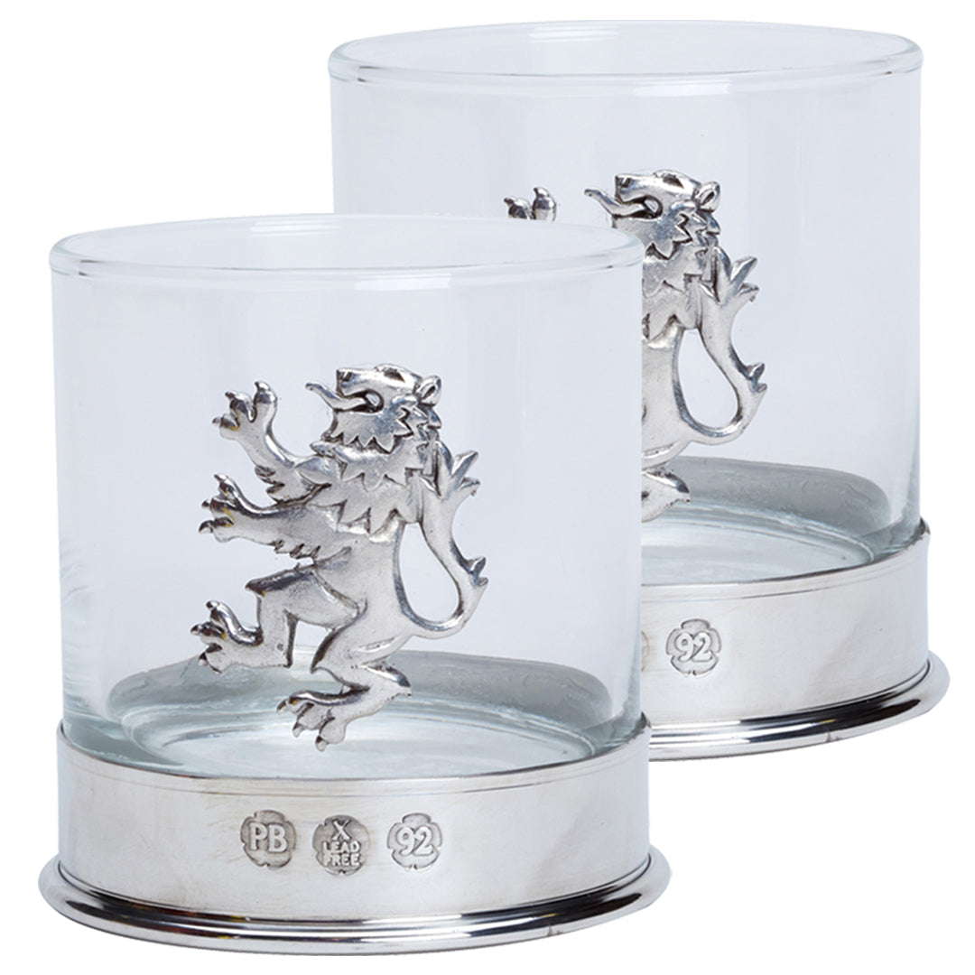 Lion Rampant Pewter Whisky Glass Set (2)