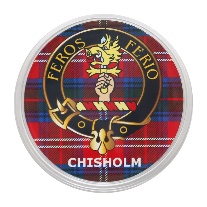 Plastic Clan Crest Drink Coaster - Chisholm (Old Style)