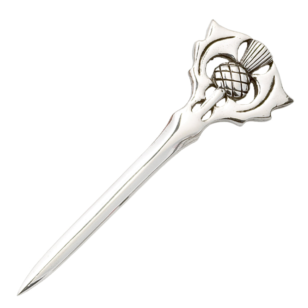 Polished Pewter Thistle Kilt Pin