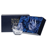 Royal Scot "Flower of Scotland" Whisky Tumblers Barrel Shape (2) Boxed