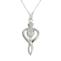 Scottish Thistle Drop Silver Pendant