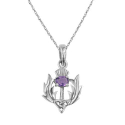 Scottish Trinity Thistle Pendant with Amethyst Colour Stone