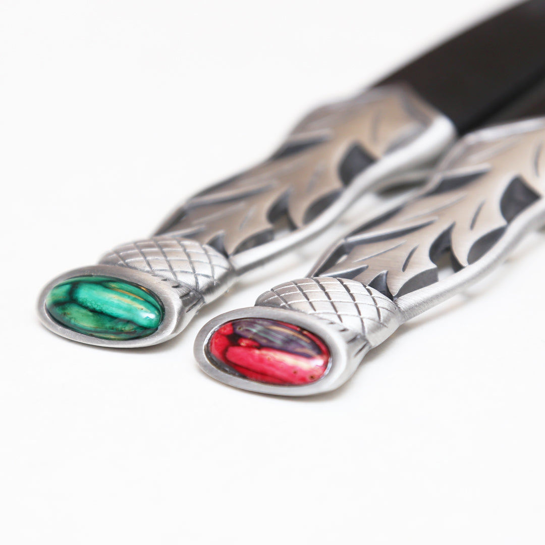 Sgian Dubh, HeatherGems Matte Jura Tops Close