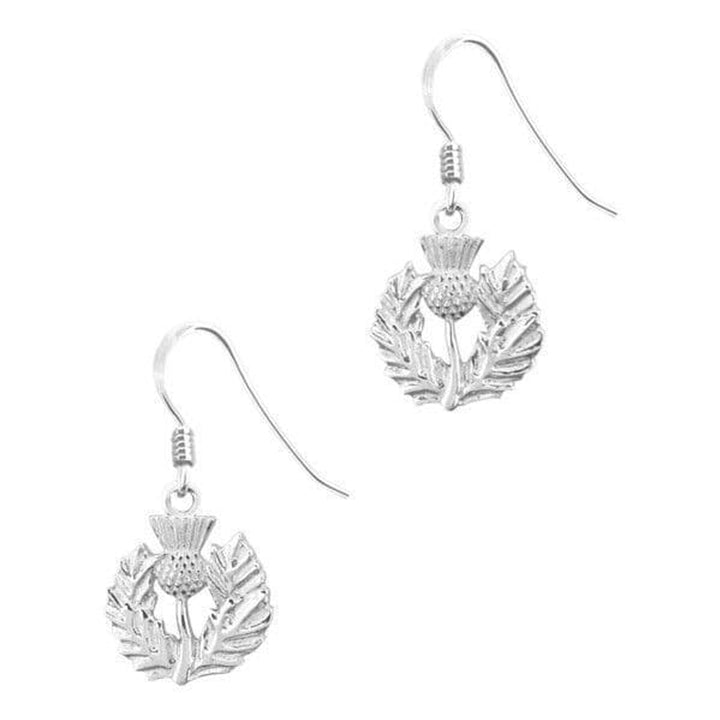 Silver Plated Thistle Drop Earrings