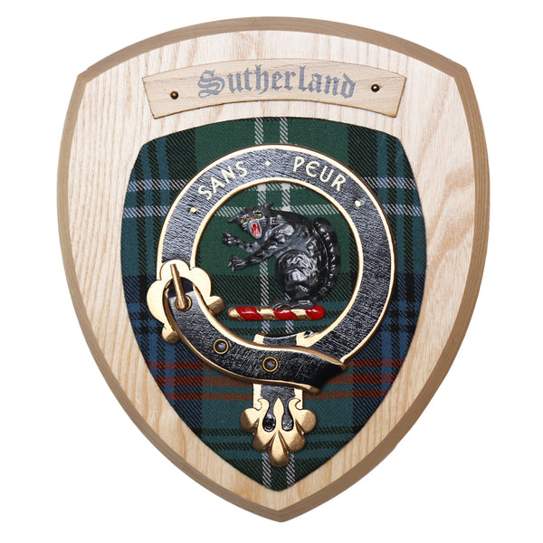 Clan Sutherland surname last name tartan crest badge