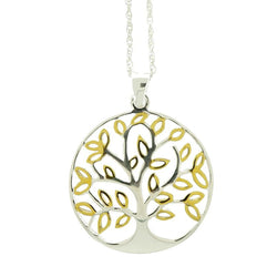 Sterling Silver and Gold Plated Tree of Life Necklace