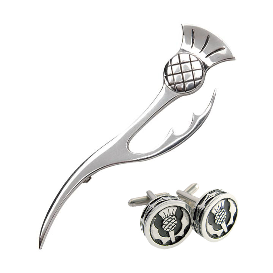 Thistle Kilt Pin and Cufflink Set